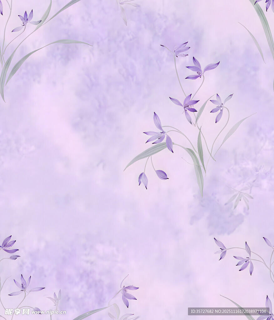 淡紫色鸢尾花水彩背景图