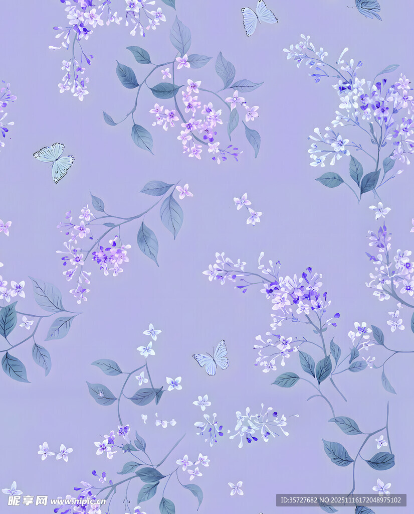 淡紫色花卉水彩背景图案