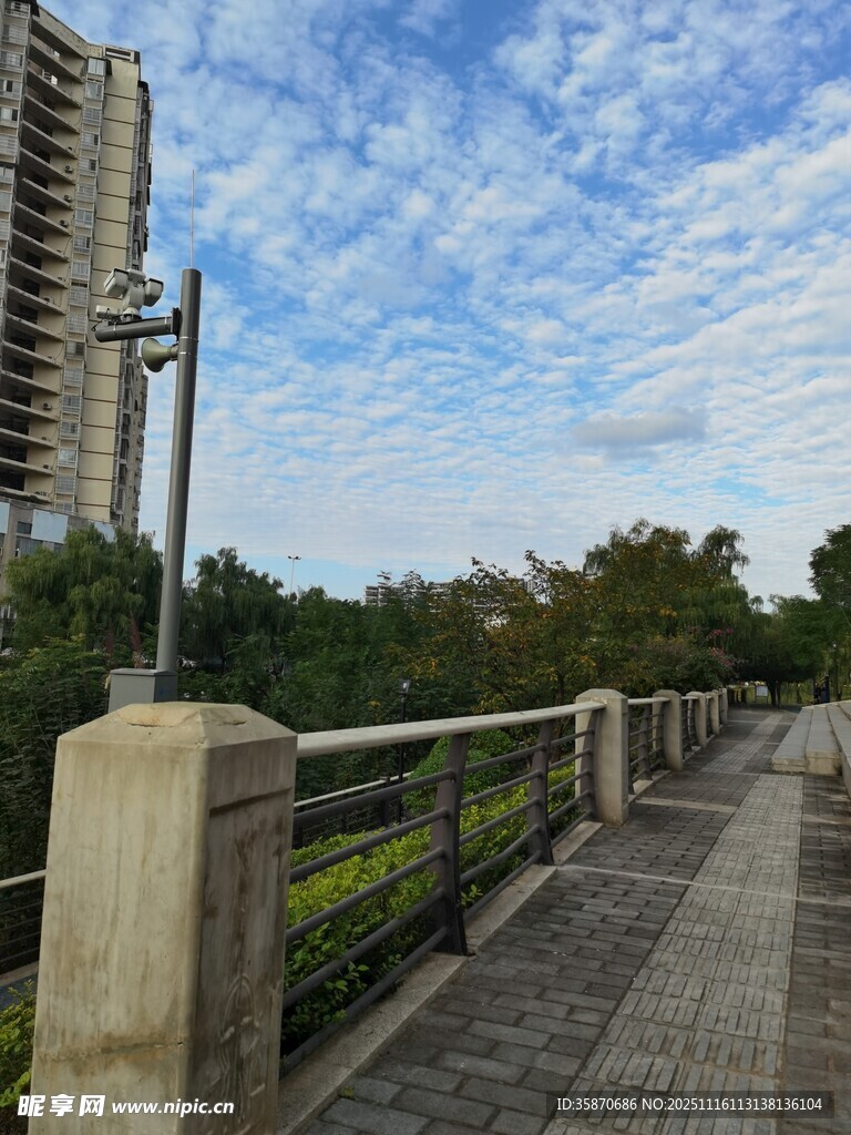 城市河畔步道风景