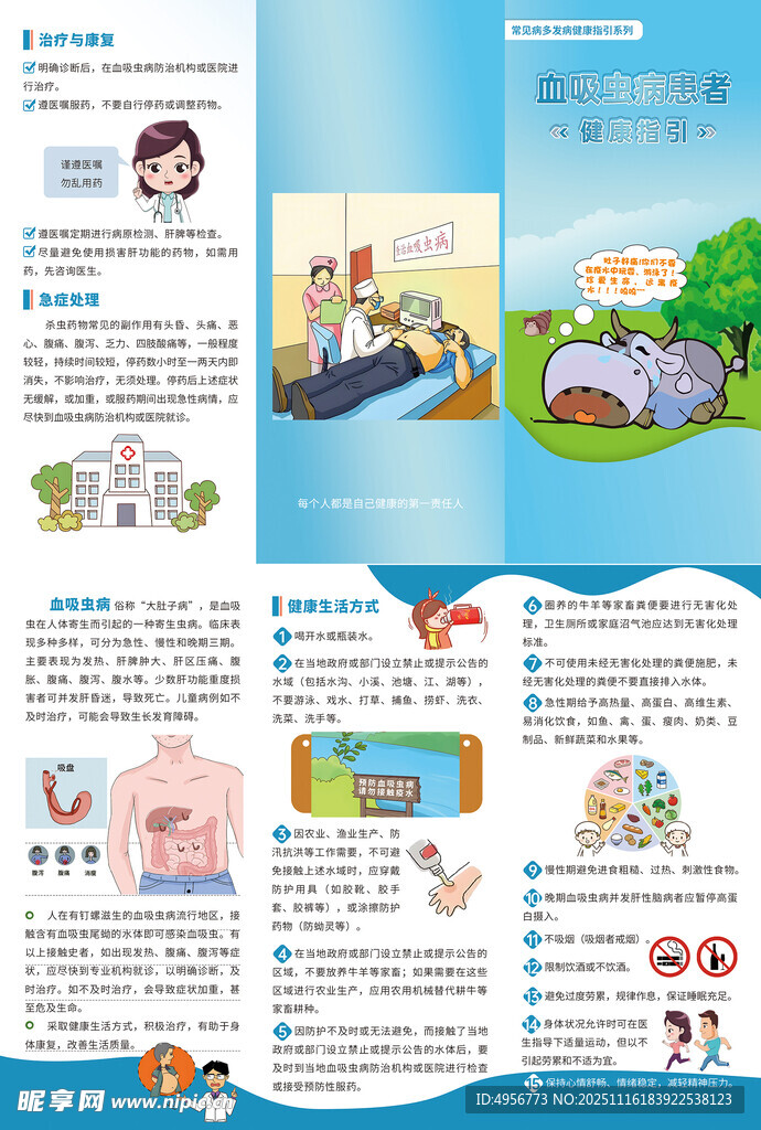 血吸虫病患者健康指引三折页