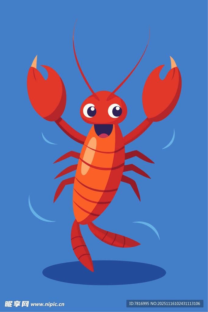 可爱卡通小龙虾形象展示