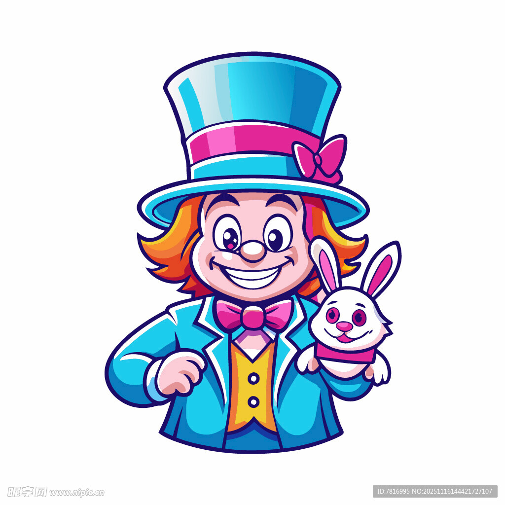 戴帽魔术师与可爱兔子
