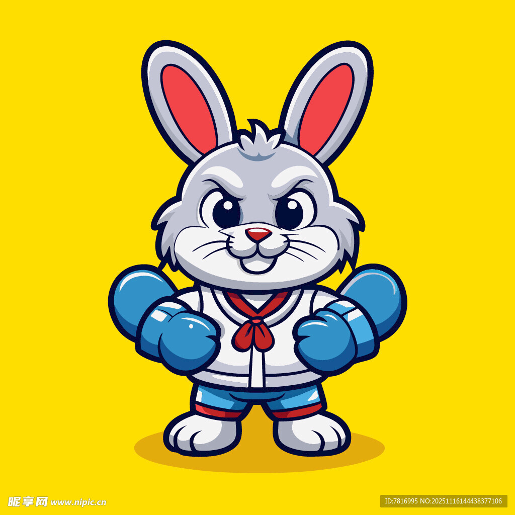 可爱运动风兔子卡通形象