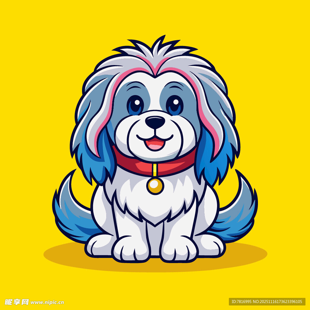 可爱蓝毛小狗卡通形象