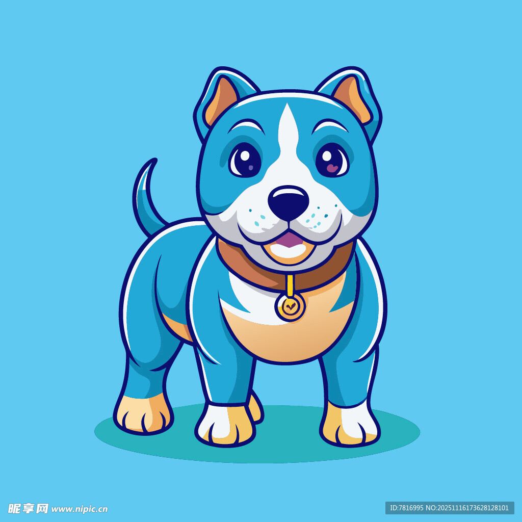 可爱蓝色小狗卡通形象