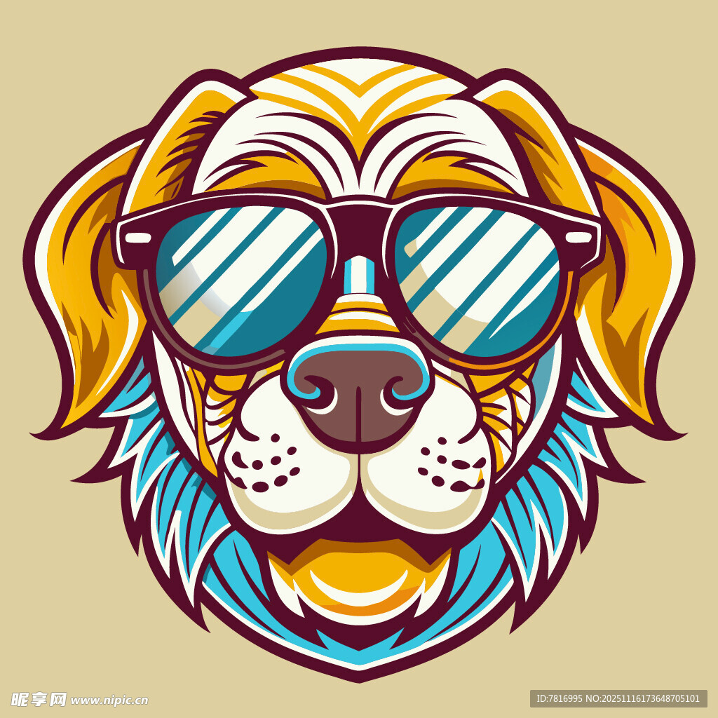 戴墨镜的可爱狗狗头像