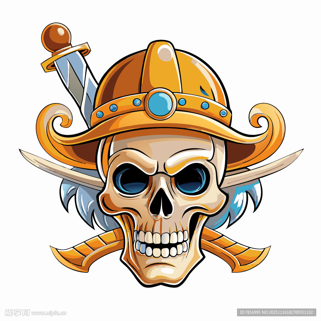 骷髅海盗形象插画