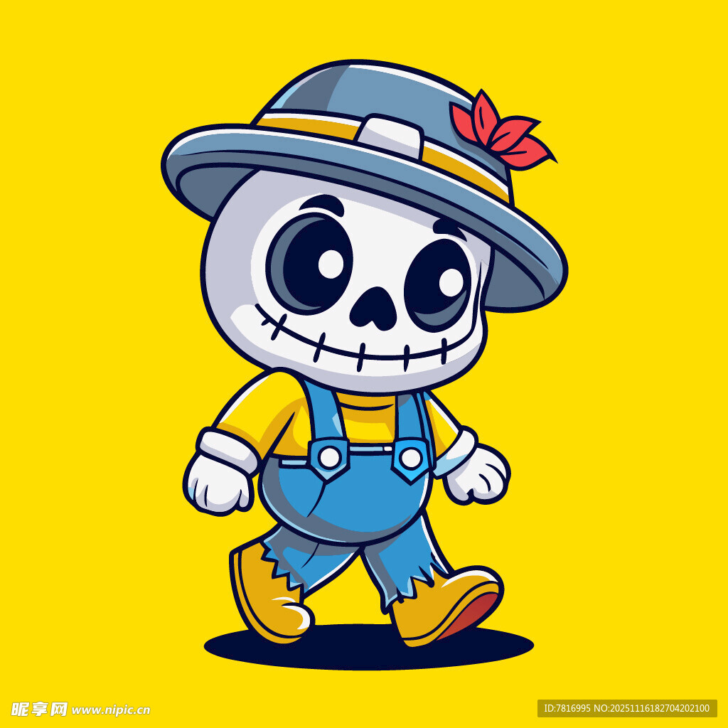 可爱骷髅小孩欢乐出行