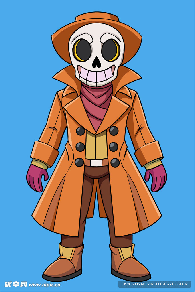 骷髅装扮的卡通角色形象
