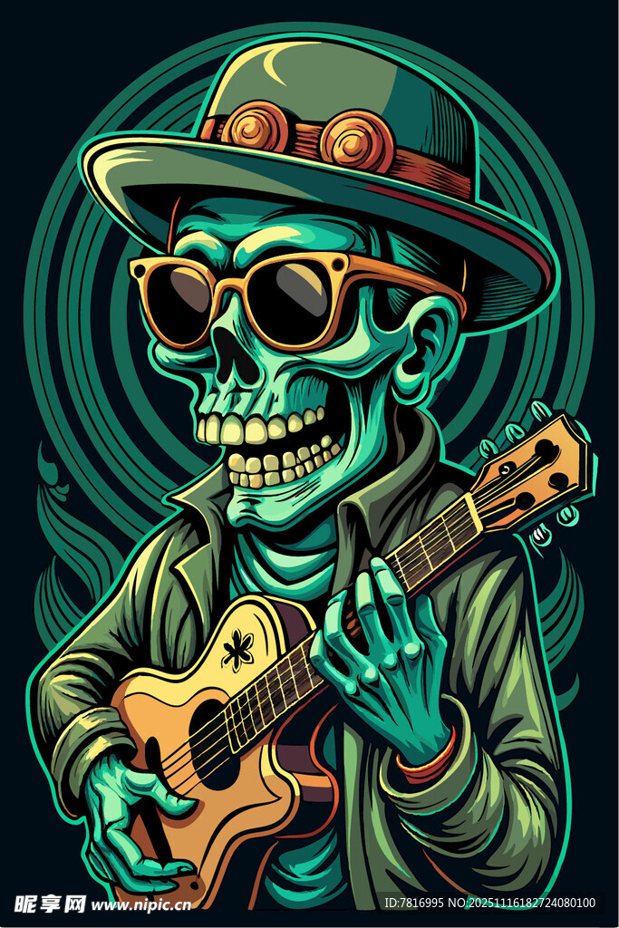 骷髅乐手弹吉他