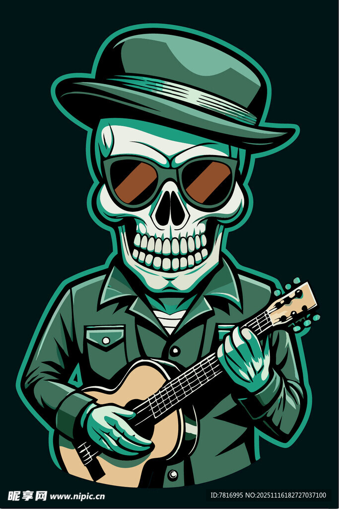 骷髅乐手弹尤克里里