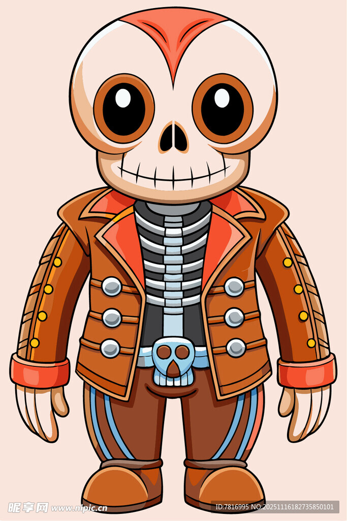 骷髅装扮的卡通朋克风角色
