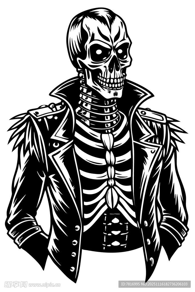 骷髅朋克风人物插画