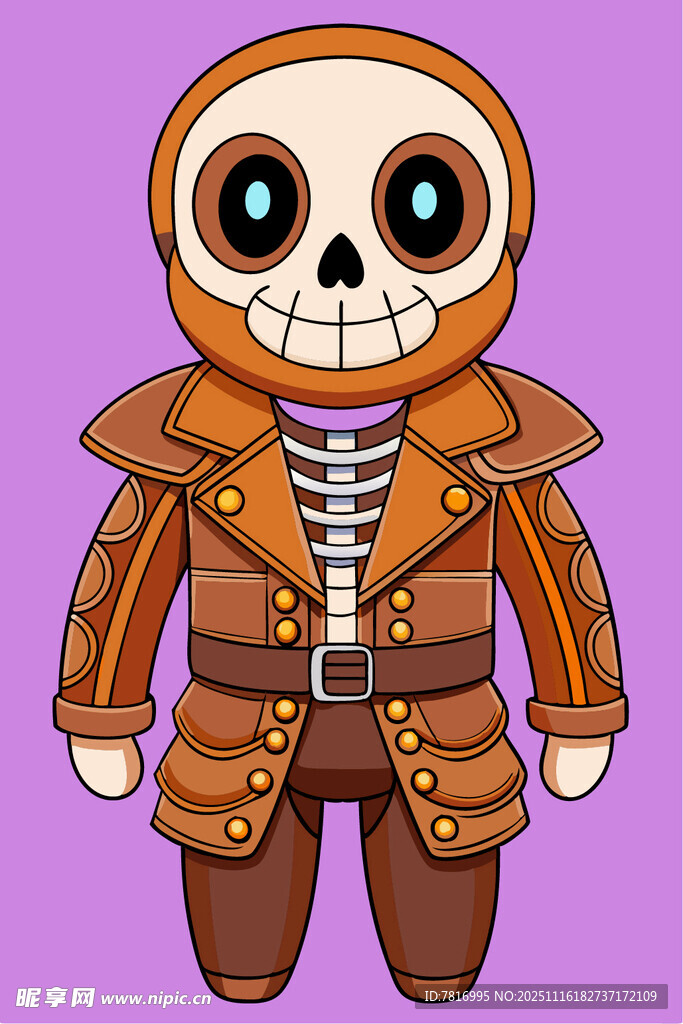 骷髅装扮的卡通海盗形象