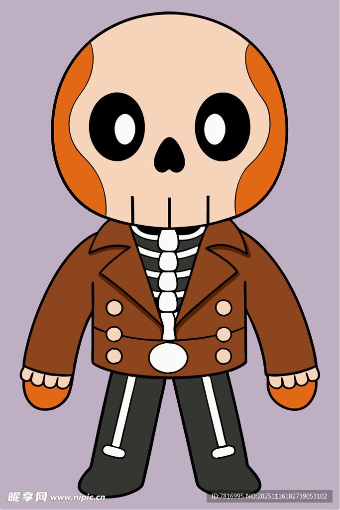 卡通骷髅形象穿皮夹克
