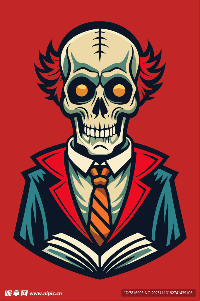 骷髅学者形象插画