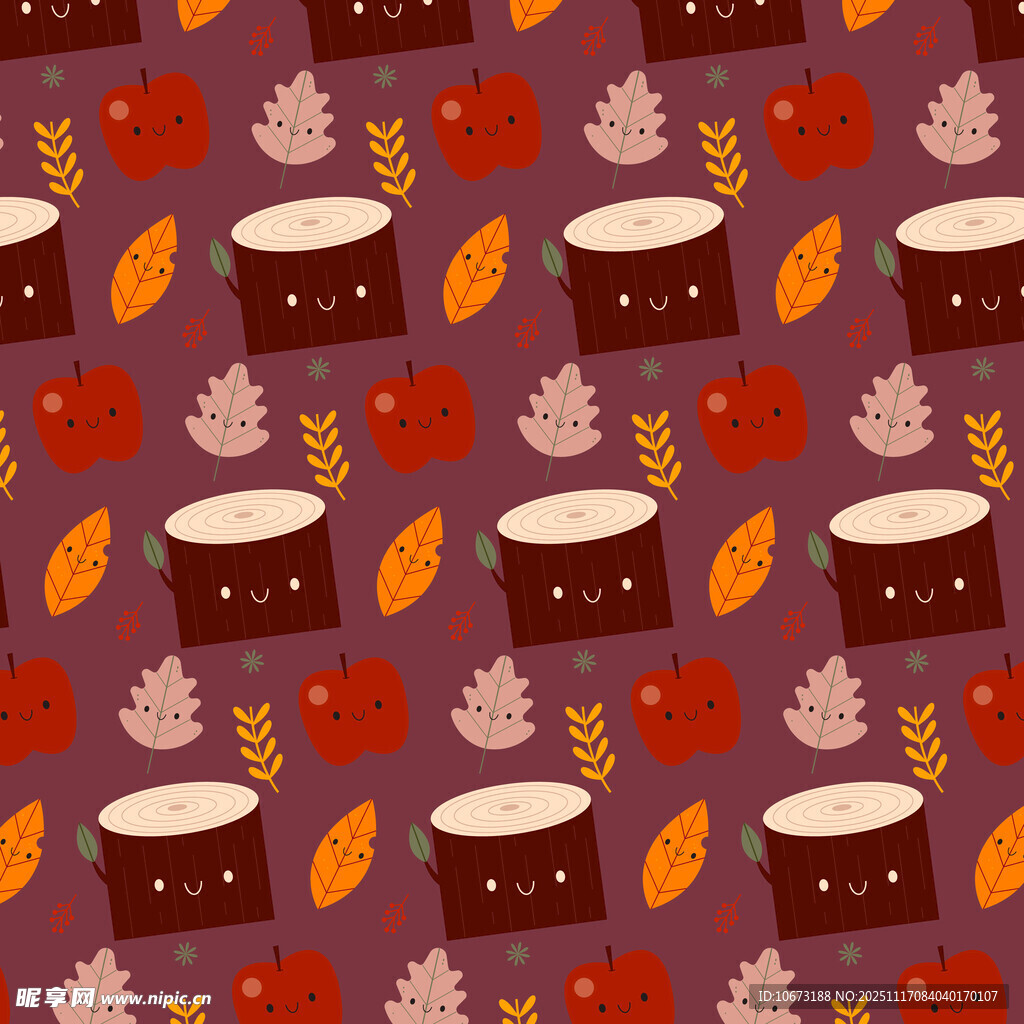 秋季鼓与落叶图案背景