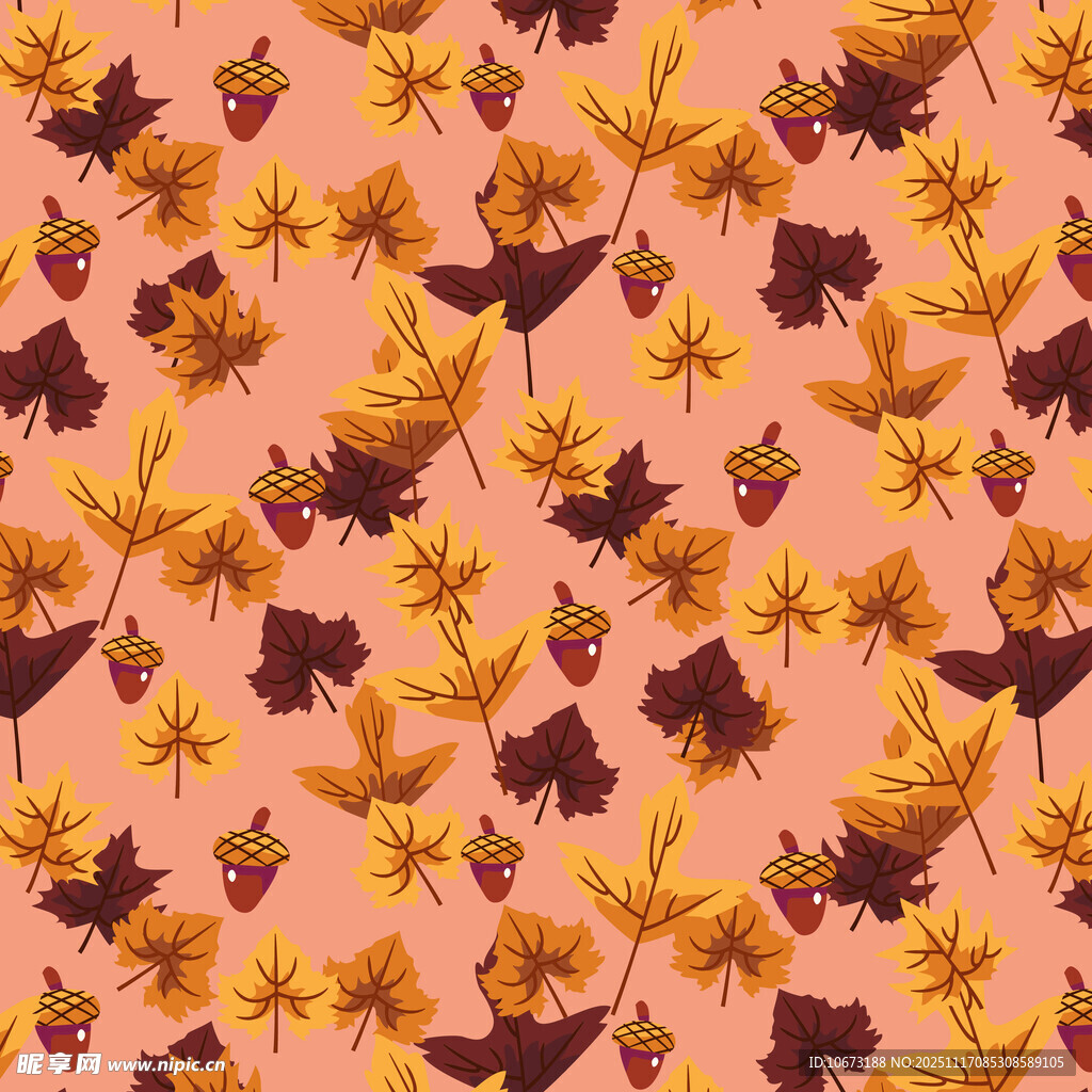 秋日落叶花卉图案背景