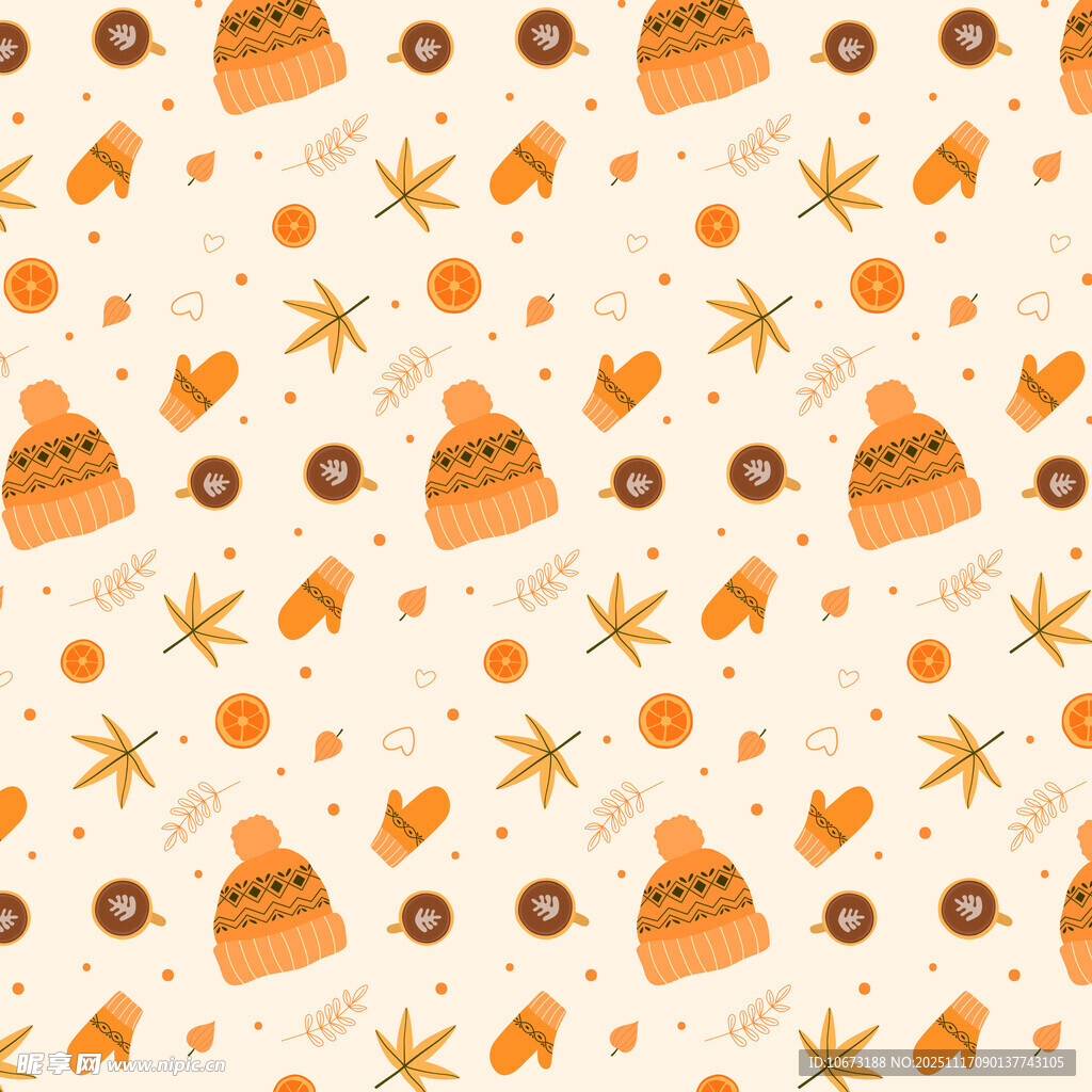 秋季元素无缝图案背景