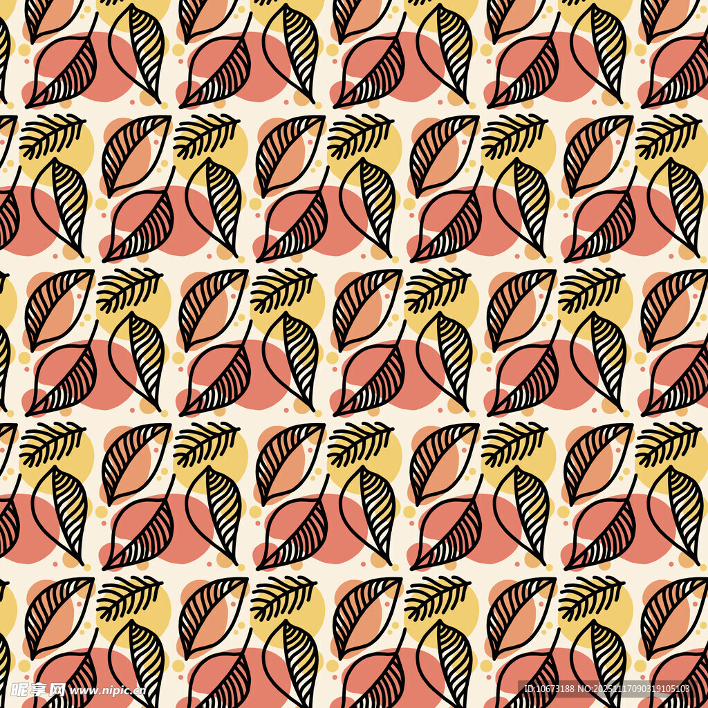 多彩叶片图案纹理背景