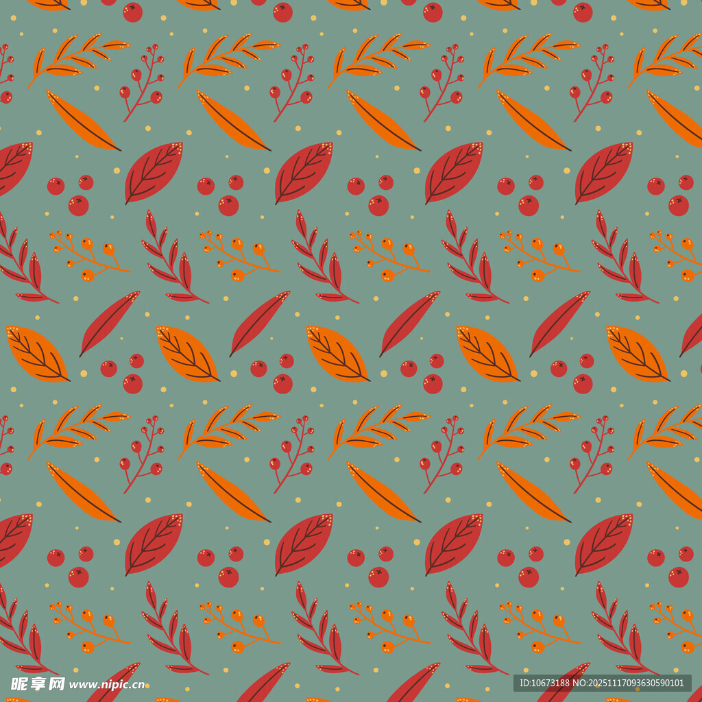 秋季植物图案背景纹理