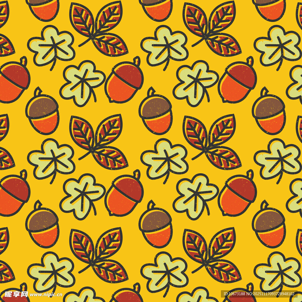 秋季橡果树叶图案背景