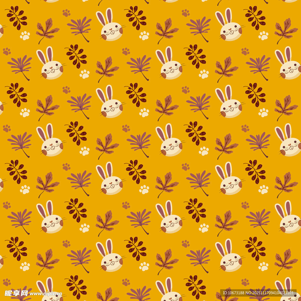 黄色背景兔子图案纹理