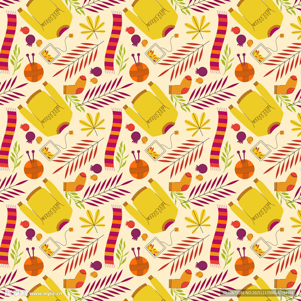 多彩水果图案无缝背景图