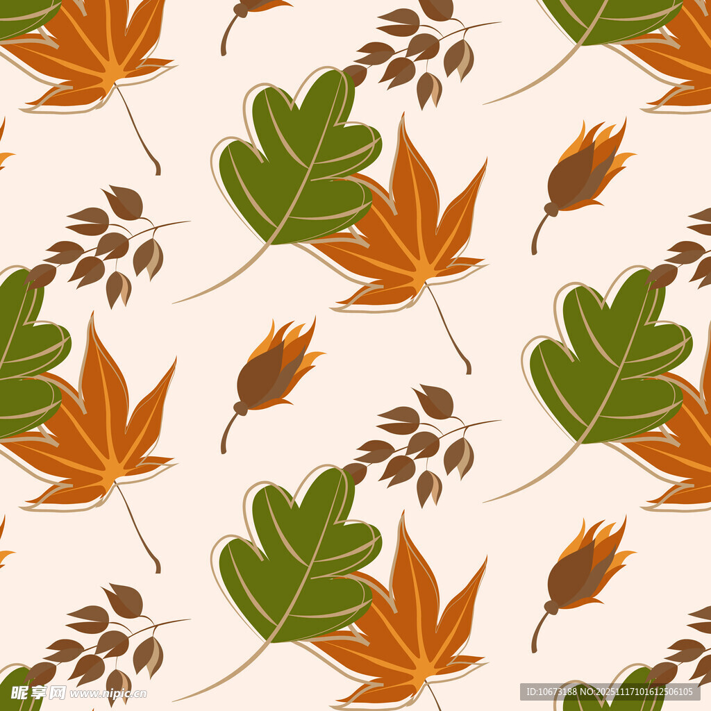 秋季树叶无缝图案背景