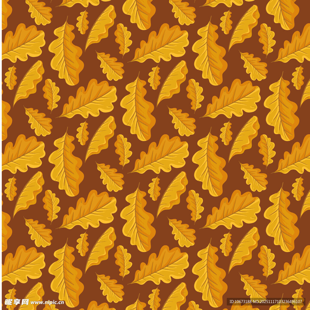 秋季橡树叶图案背景