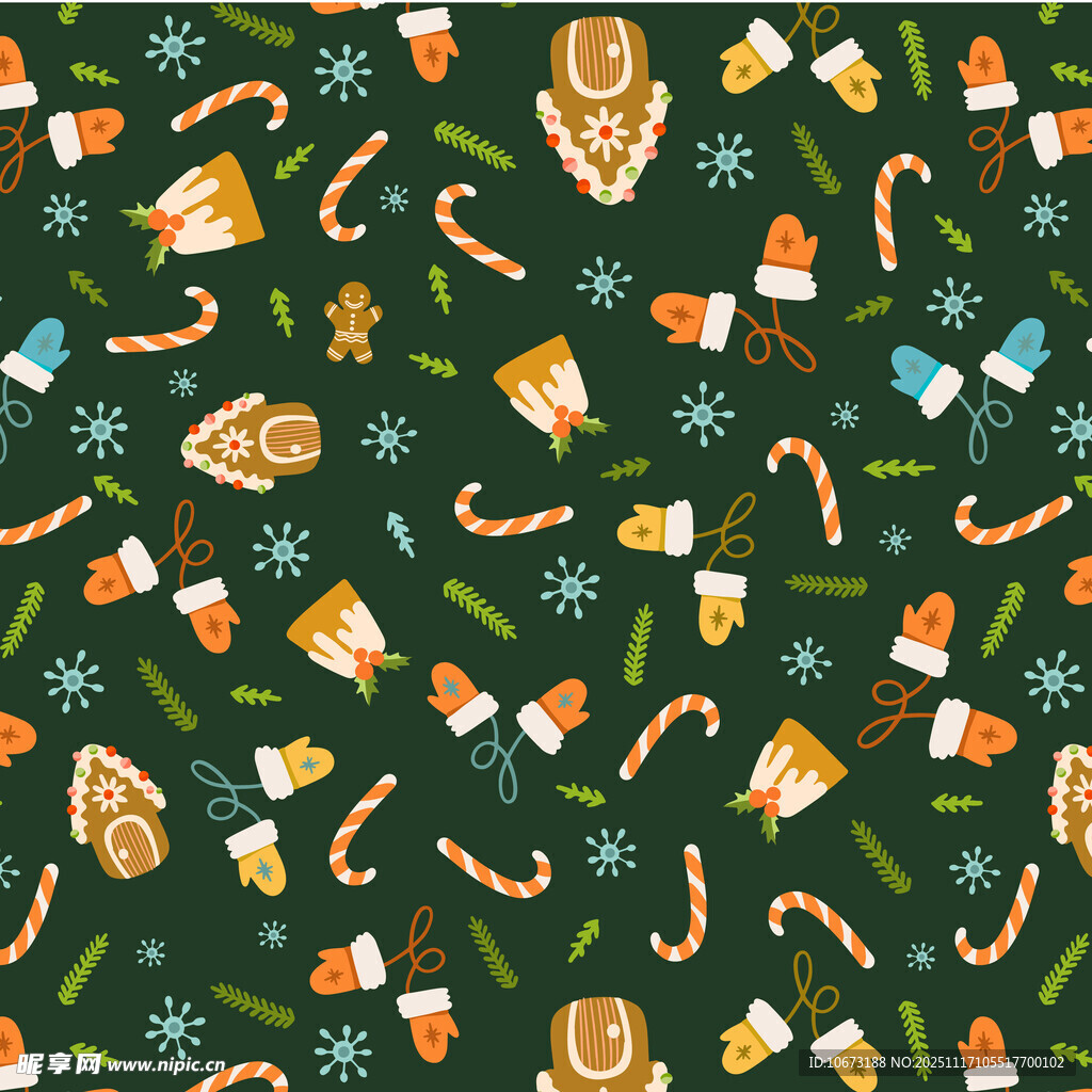 圣诞元素无缝图案背景