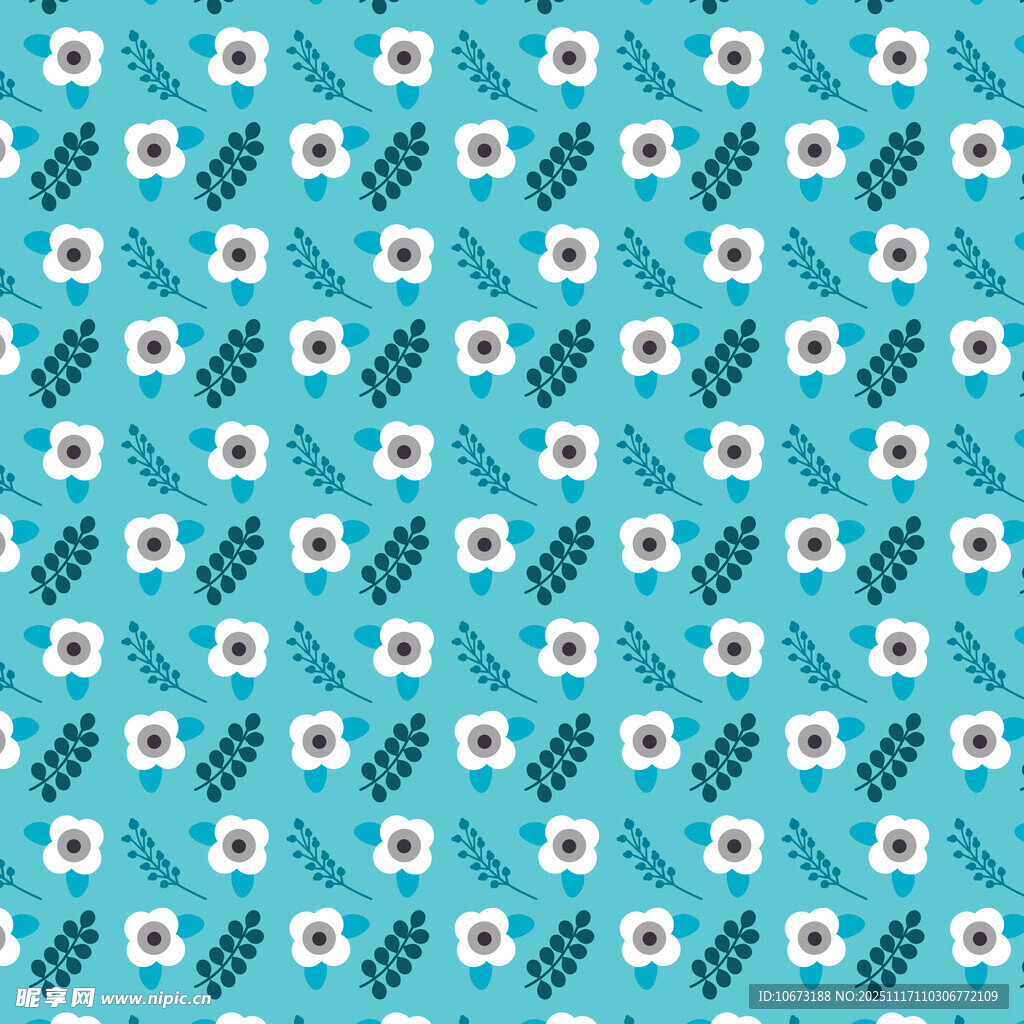 蓝底小花重复图案纹理