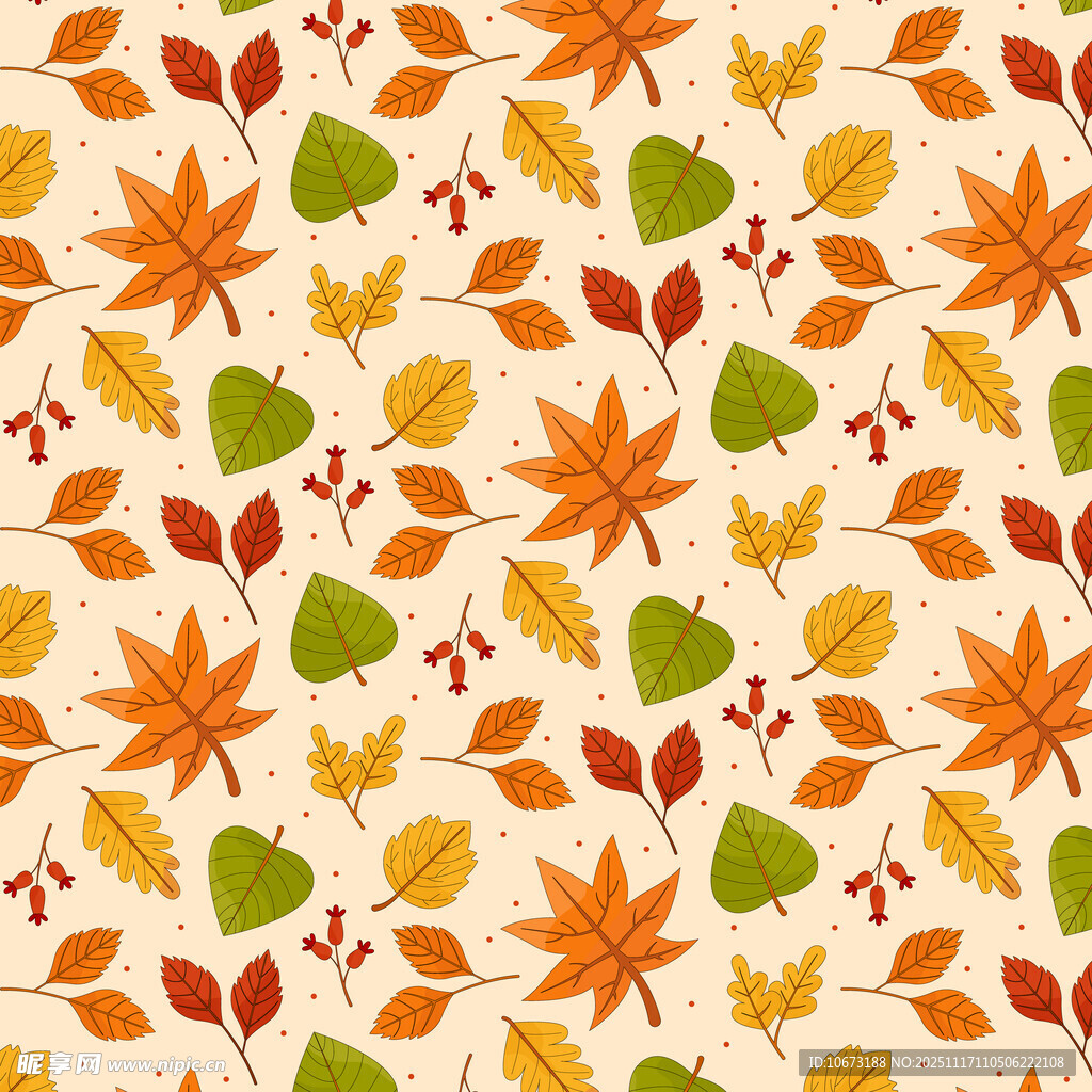 秋季多彩树叶图案背景