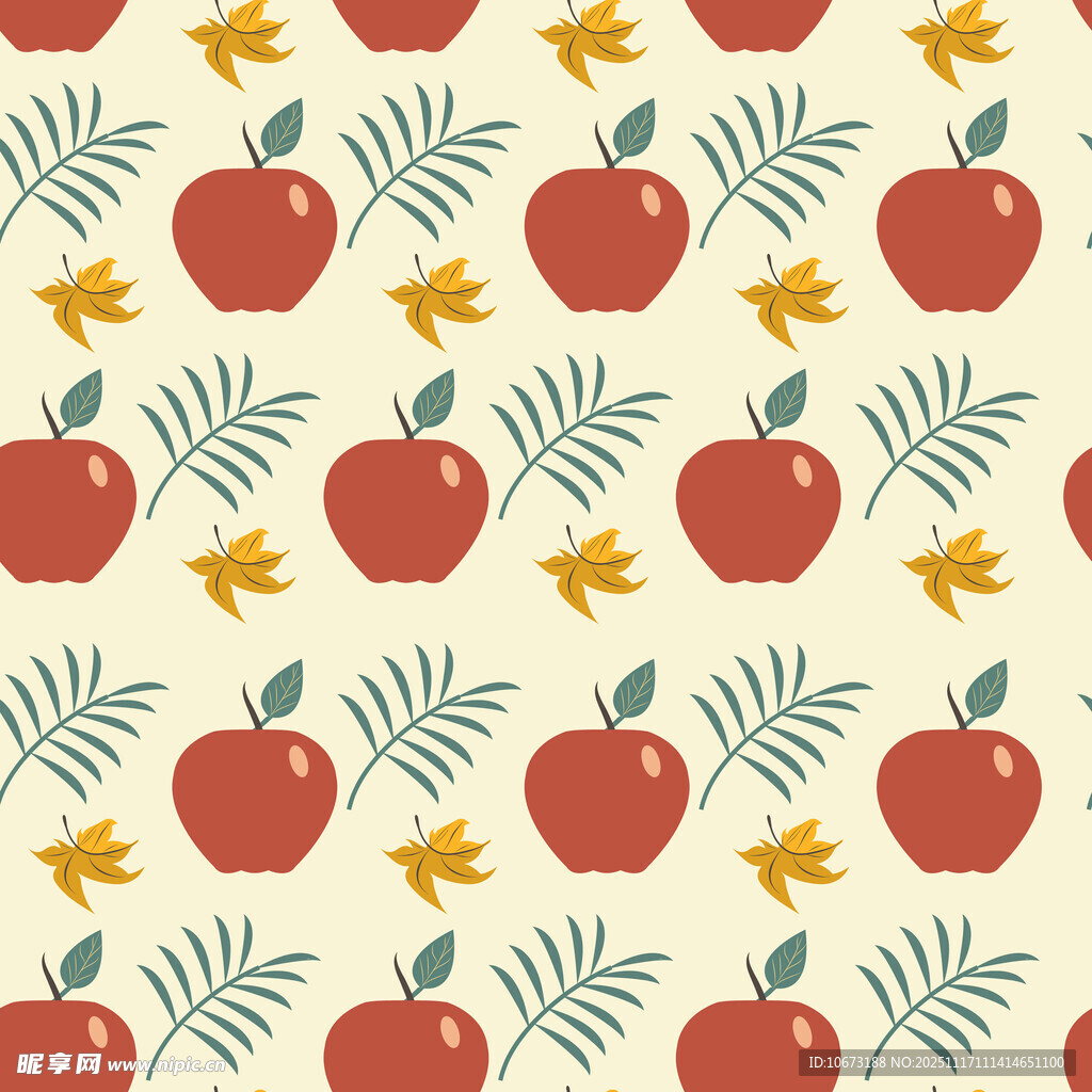 苹果树叶图案的可爱背景