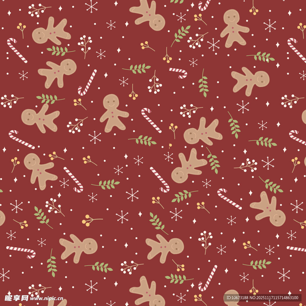 圣诞主题姜饼人图案背景