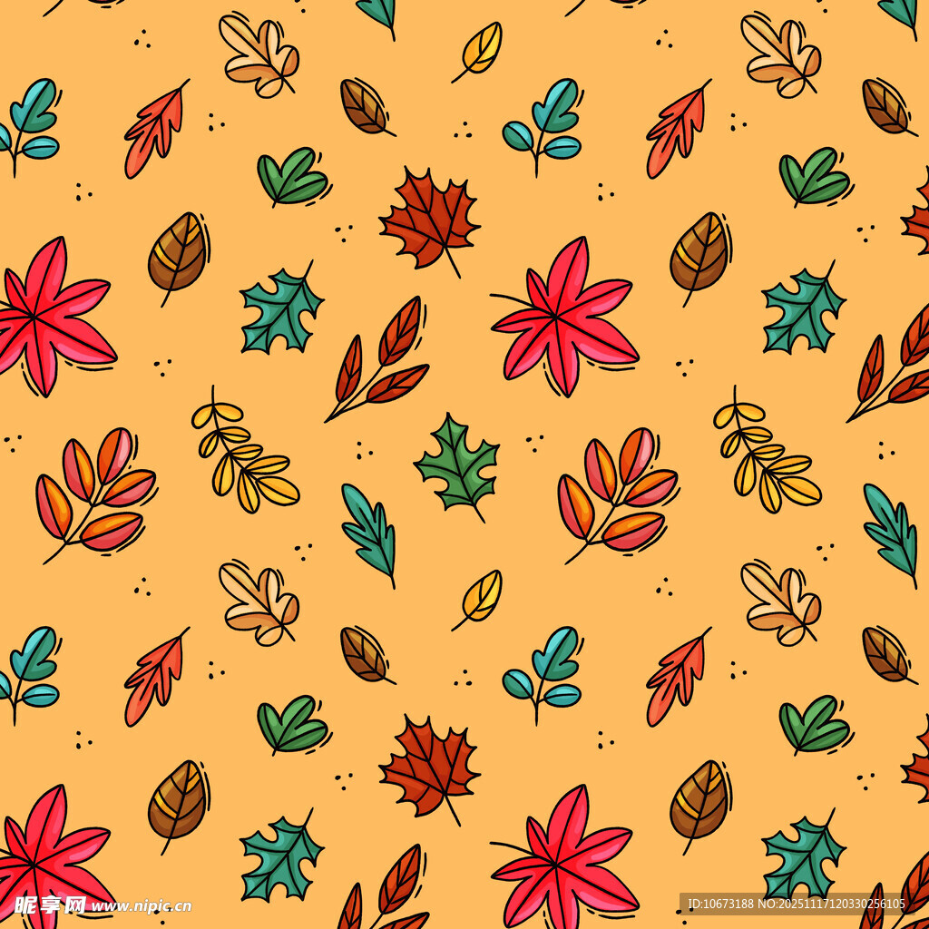 秋季花卉树叶图案背景