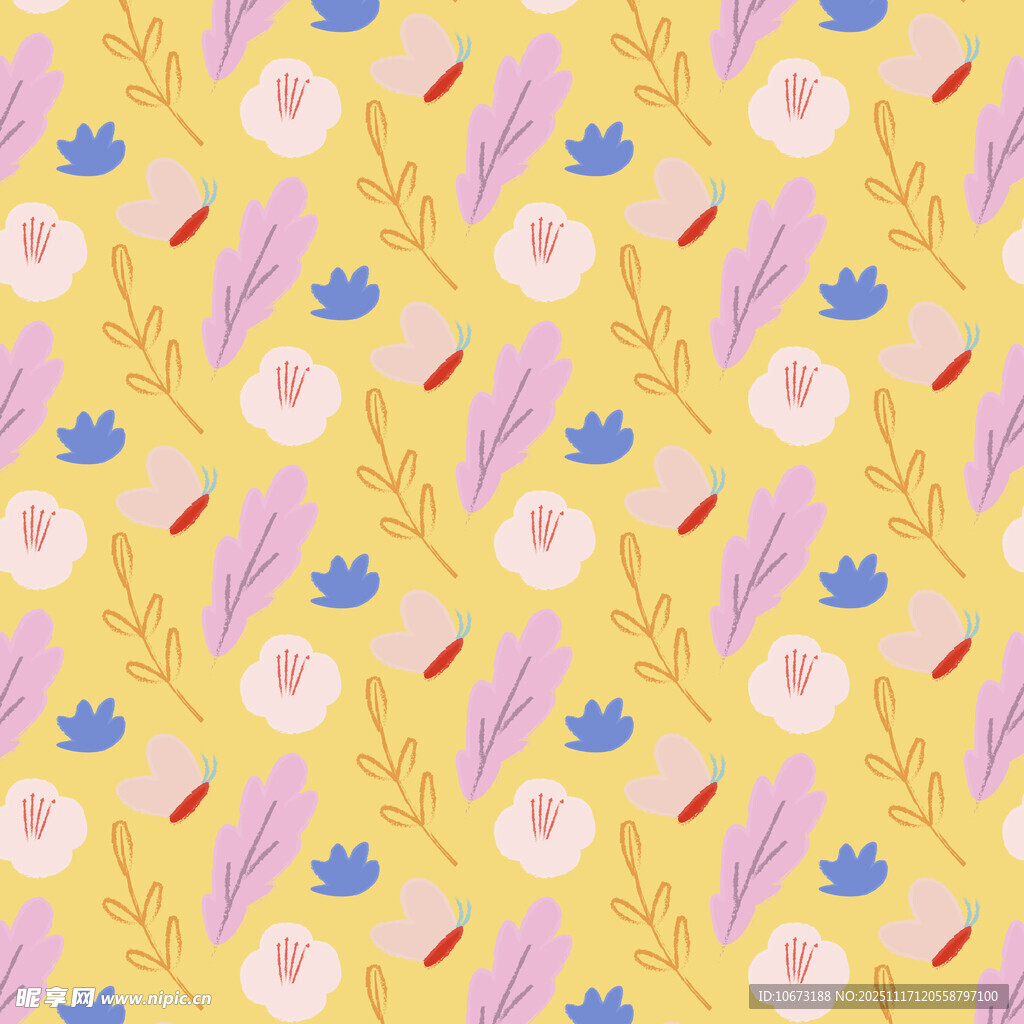 黄色花卉图案背景纹理