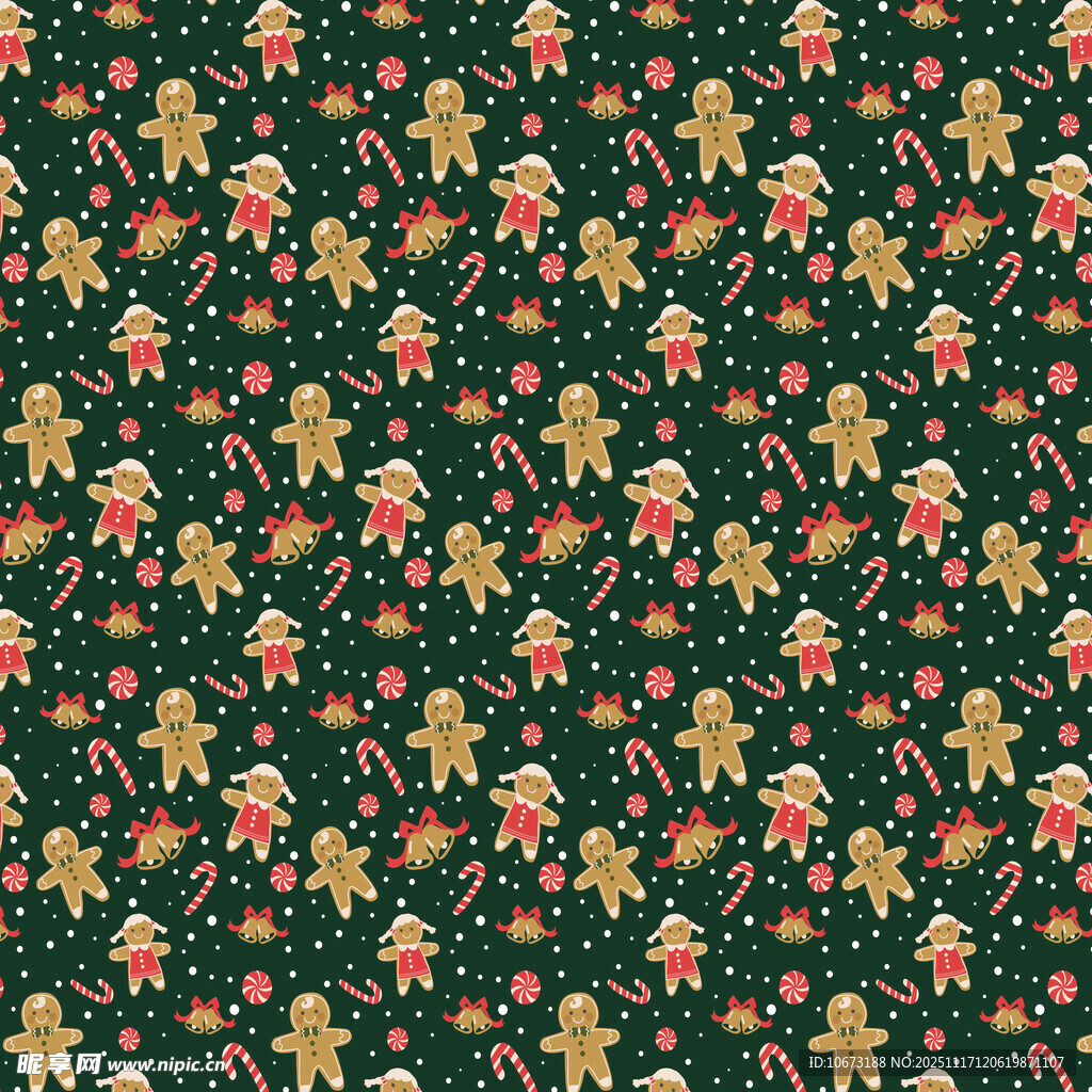 圣诞姜饼人花纹图案背景