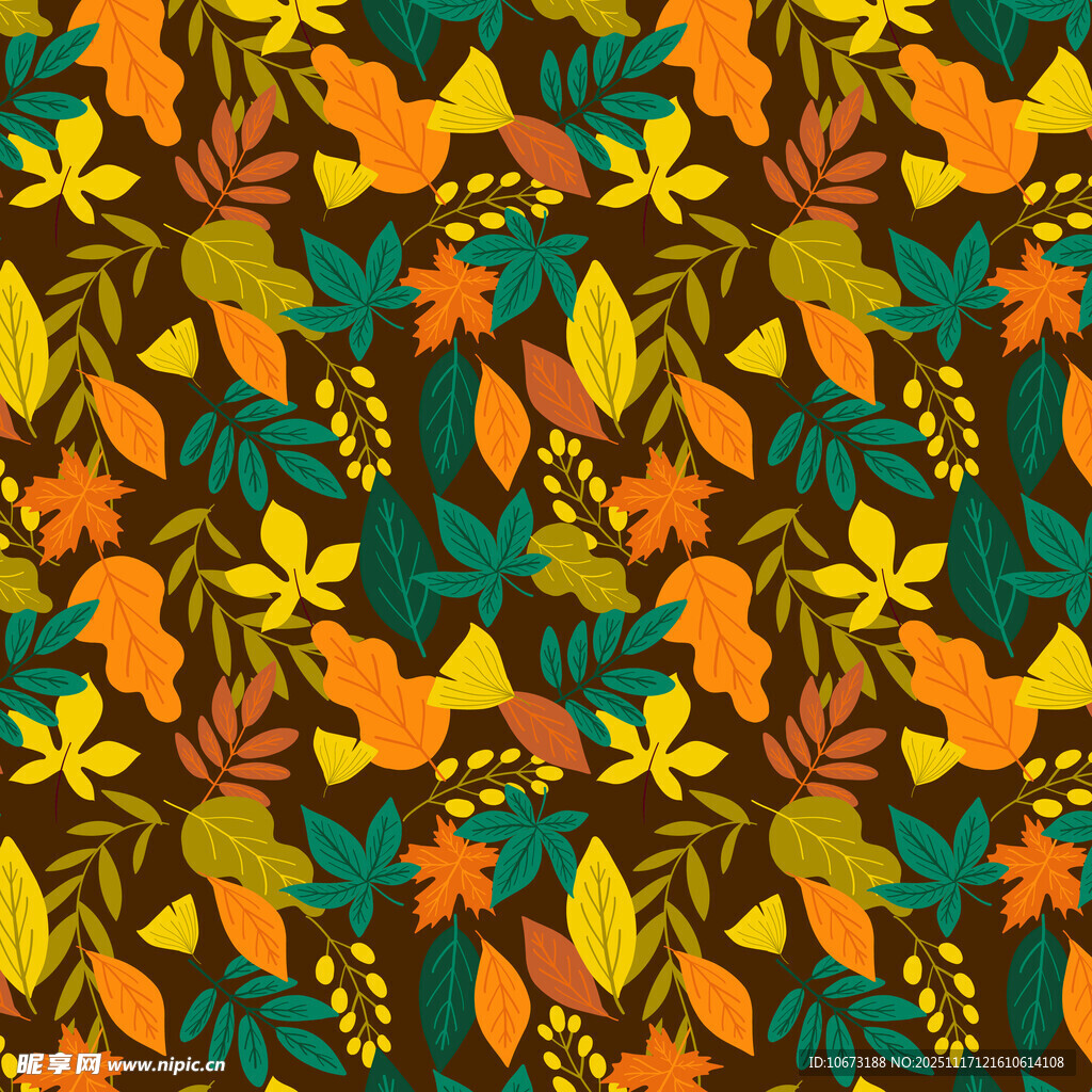 秋季树叶花卉图案背景