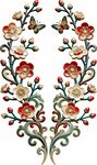 中式花卉刺绣图案