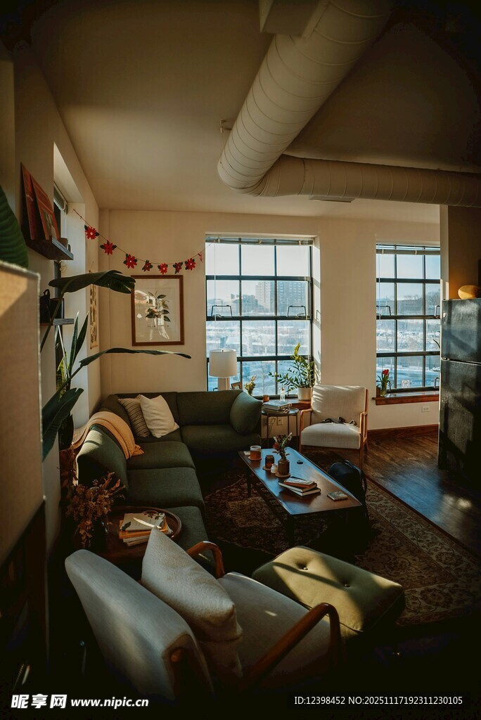 温馨现代风客厅室内场景