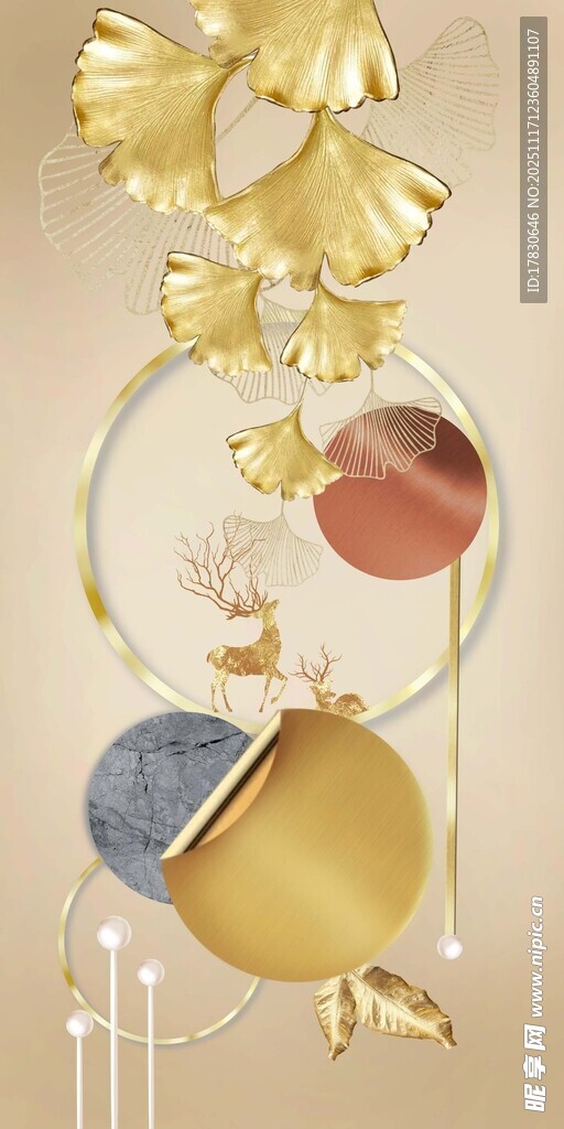 金色银杏风创意装饰摆件