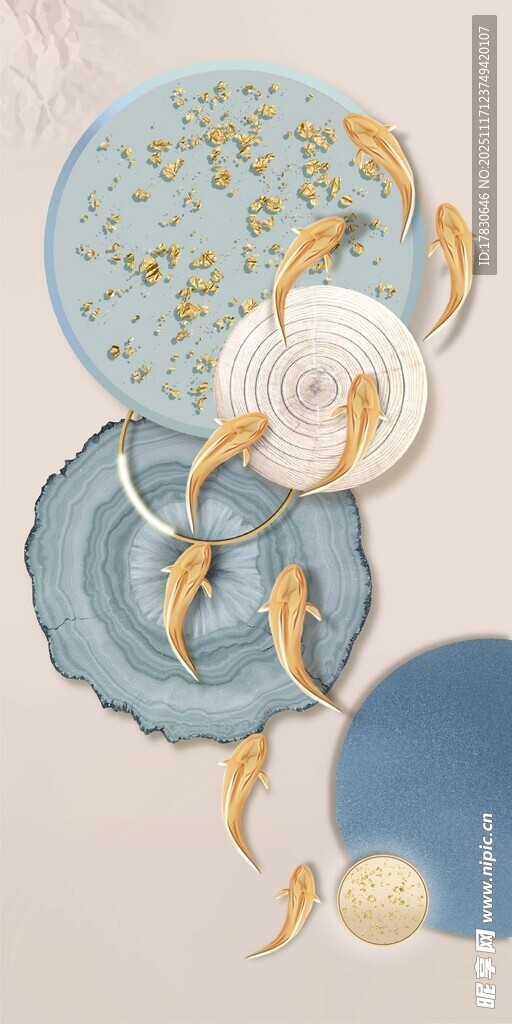 中式风金鲤装饰画图案