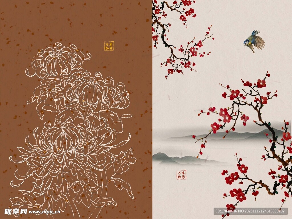 中式花鸟图雅致古韵风