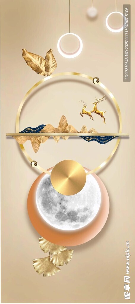 中式金饰圆环装饰图案