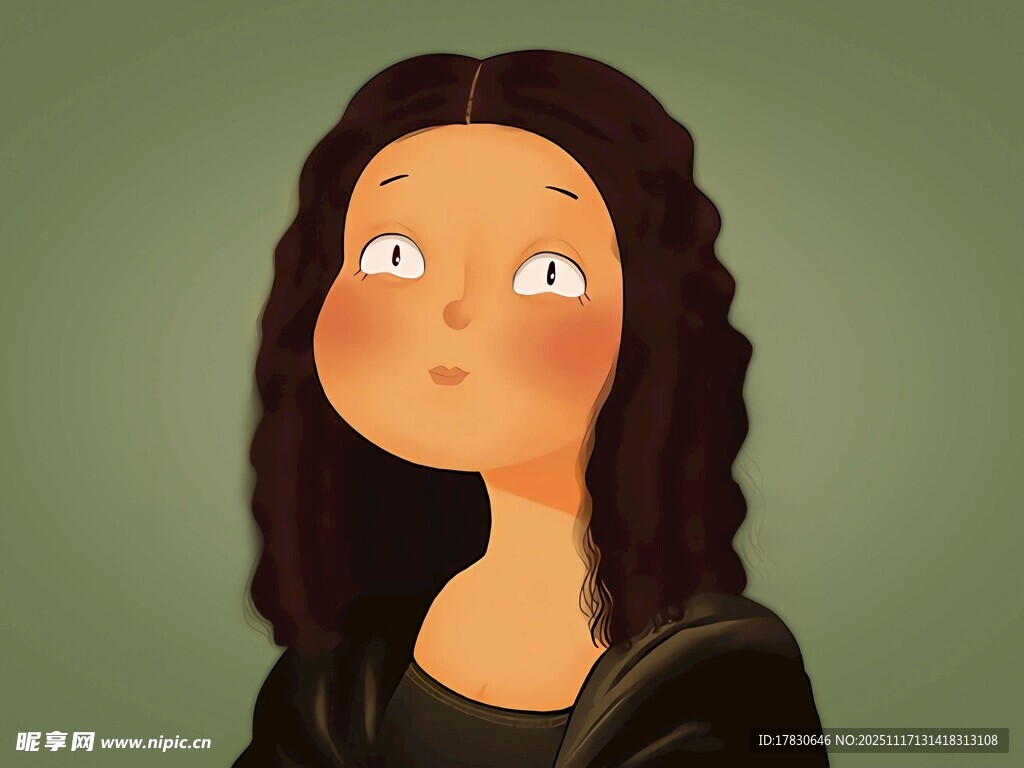 蒙娜丽莎风的俏皮女孩