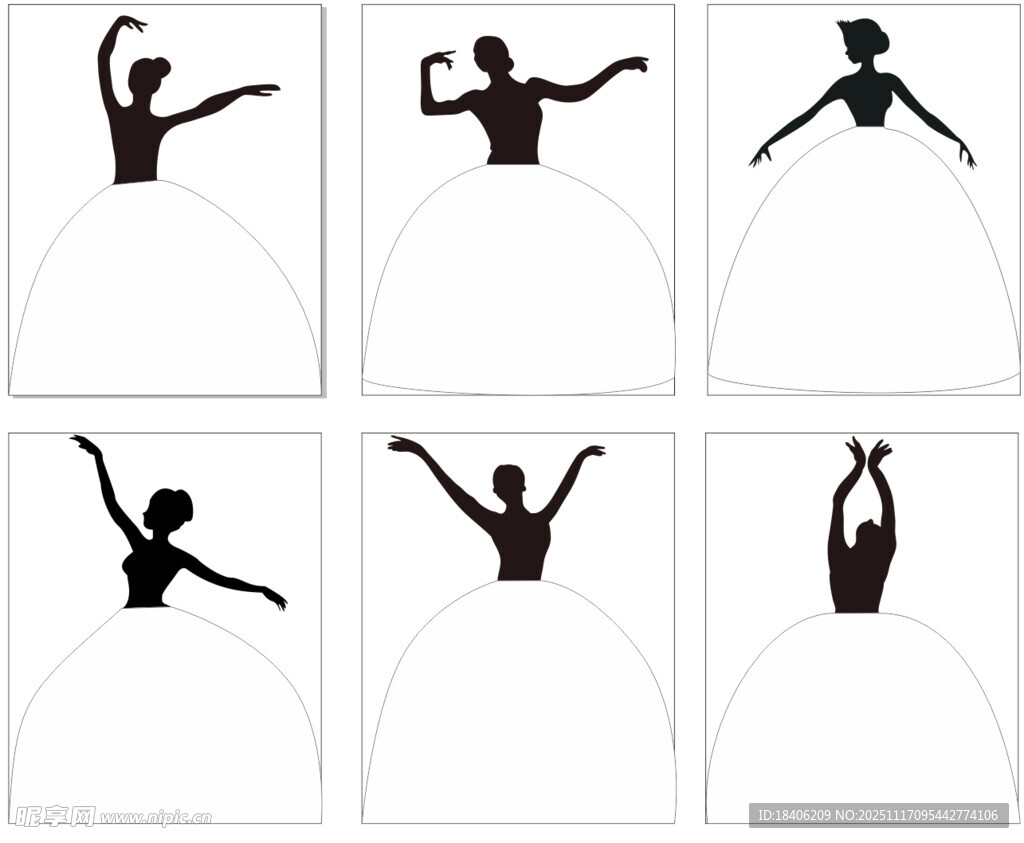 芭蕾舞者优雅舞姿剪影