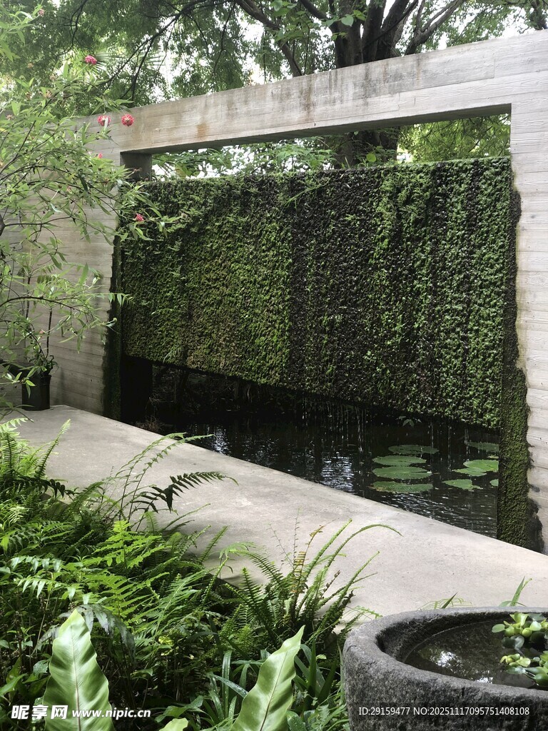 庭院绿植水景墙景观