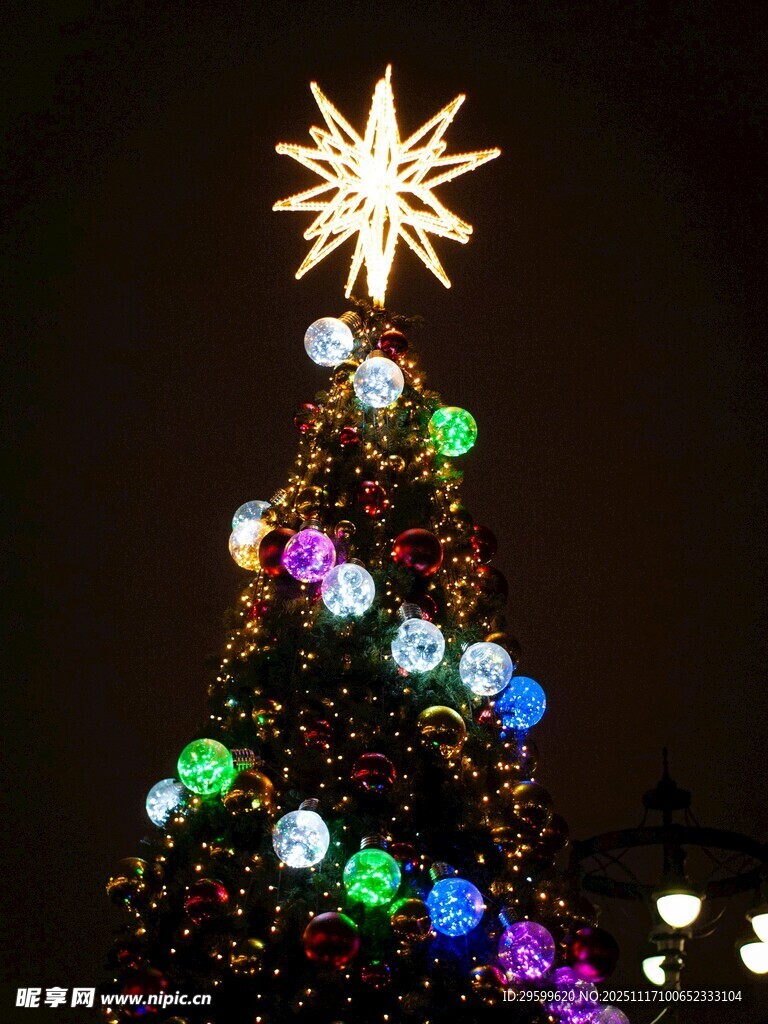 璀璨圣诞树点亮节日氛围