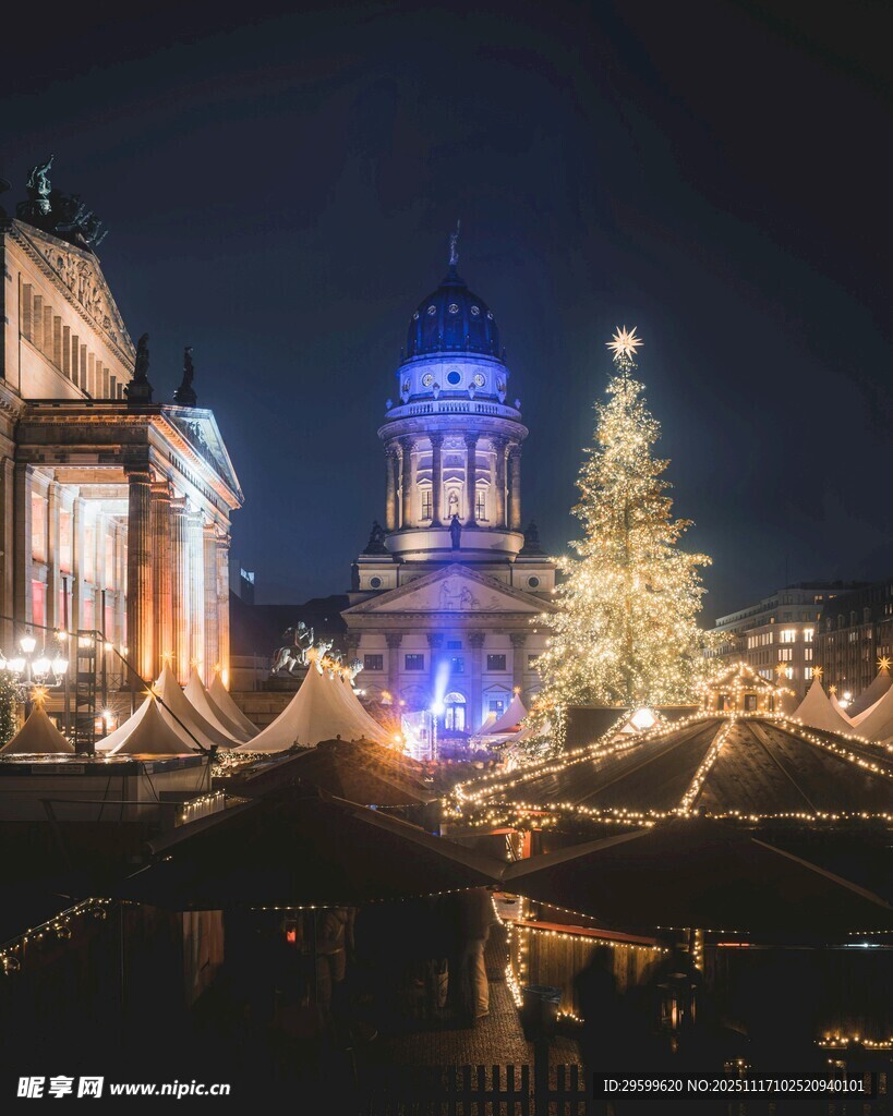 圣诞夜城市浪漫灯光景观